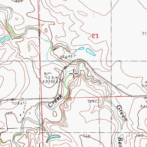 Topographic Map of Green Berry Creek, SD