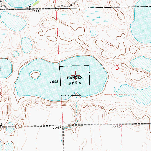 Topographic Map of Hanten State Public Shooting Area, SD
