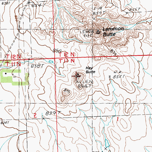 Topographic Map of Hay Butte, SD