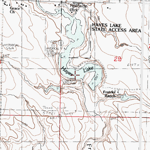 Topographic Map of Hayes Lake, SD