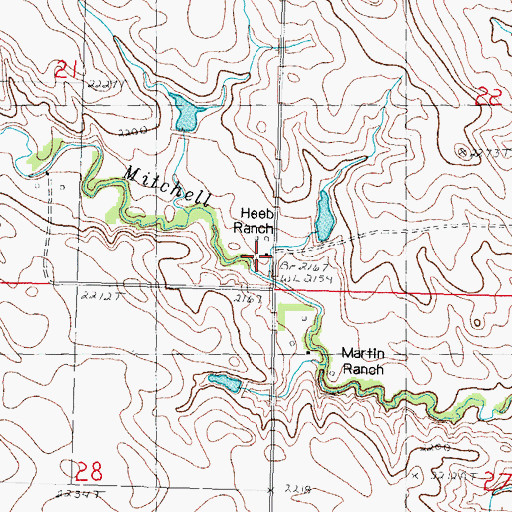 Topographic Map of Heeb Ranch, SD