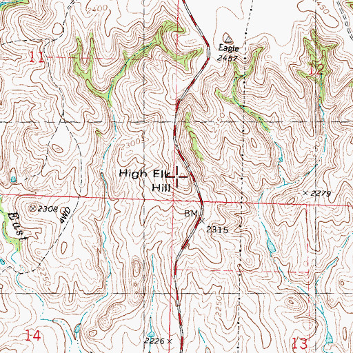 Topographic Map of High Elk Hill, SD