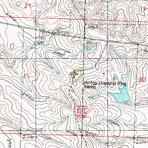 Topographic Map of Hilltop Diamond Ring Ranch, SD