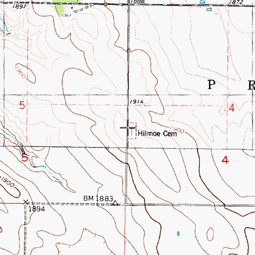 Topographic Map of Hilmoe Cemetery, SD