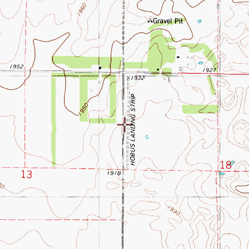Topographic Map of Hobus Landing Strip (historical), SD