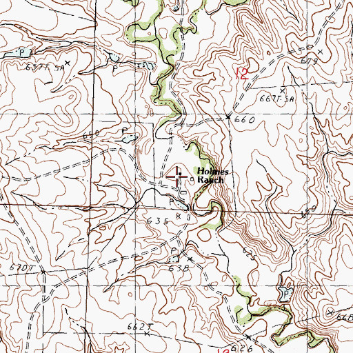Topographic Map of Holmes Ranch, SD