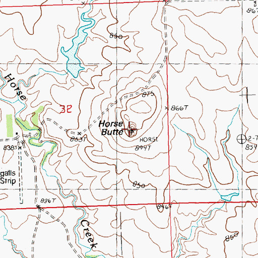 Topographic Map of Horse Butte, SD