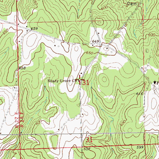 Topographic Map of Shady Grove Church, AL