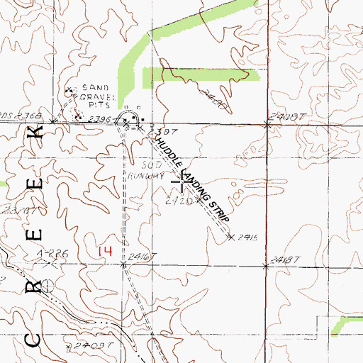 Topographic Map of Huddle Landing Strip (historical), SD