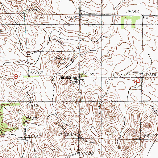 Topographic Map of Jerusalem Cemetery, SD