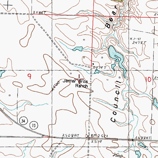 Topographic Map of Jetter Brothers Ranch, SD