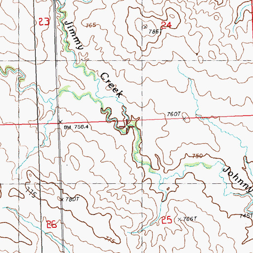 Topographic Map of Jimmy Creek, SD