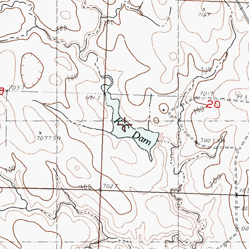 Topographic Map of K C Dam, SD
