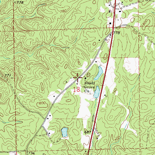 Topographic Map of Shady Grove Church, AL