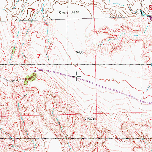 Topographic Map of Kent Flat, SD