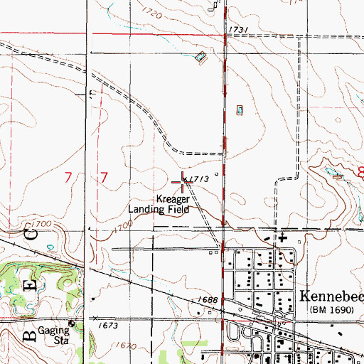 Topographic Map of Kreager Landing Field (historical), SD