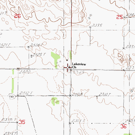 Topographic Map of Lakeview Church, SD