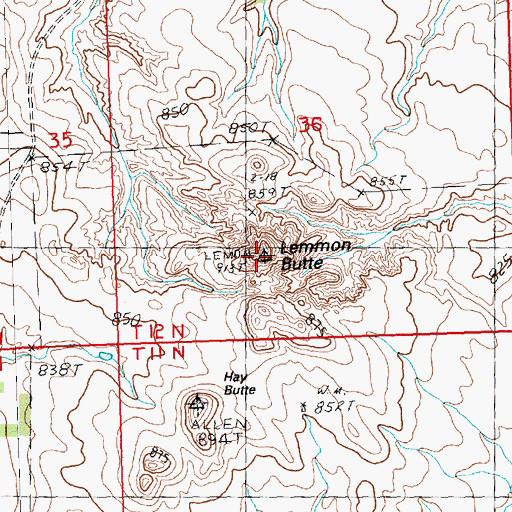 Topographic Map of Lemmon Butte, SD