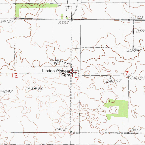 Topographic Map of Linden Pioneer Cemetery, SD