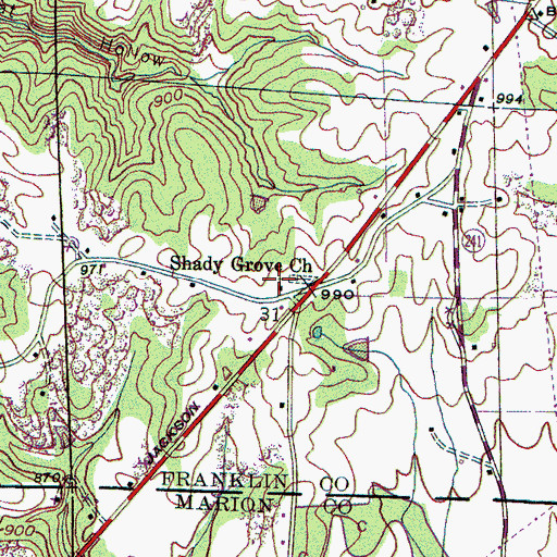 Topographic Map of Shady Grove Church, AL