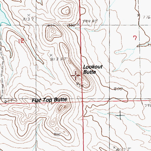Topographic Map of Lookout Butte, SD