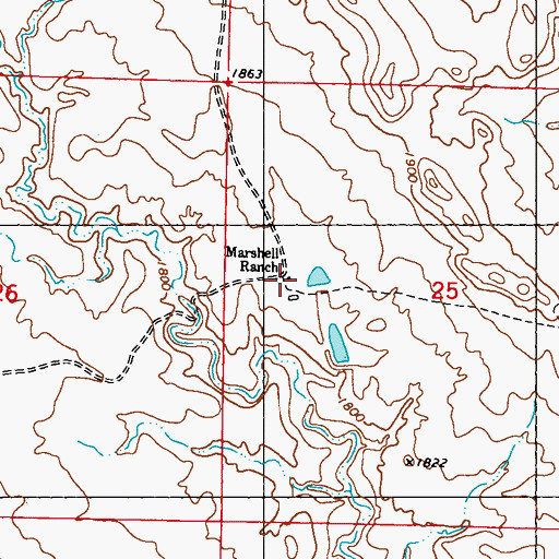 Topographic Map of Marshell Ranch, SD