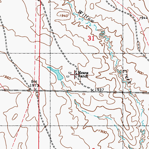 Topographic Map of Means Ranch, SD