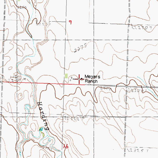 Topographic Map of Meyers Ranch, SD
