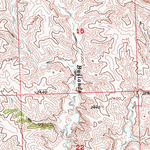 Topographic Map of Middle Badlands Creek, SD