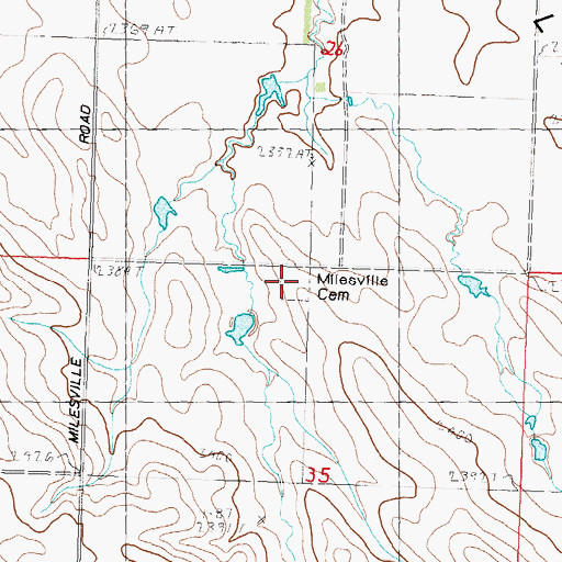 Topographic Map of Milesville Cemetery, SD