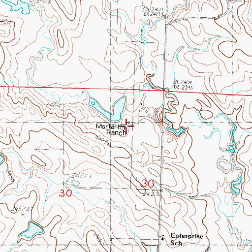 Topographic Map of Moriarity Ranch, SD