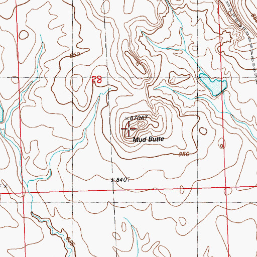 Topographic Map of Mud Butte, SD