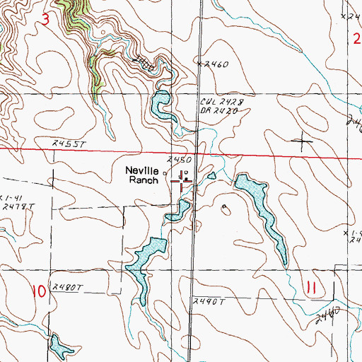 Topographic Map of Neville Ranch, SD