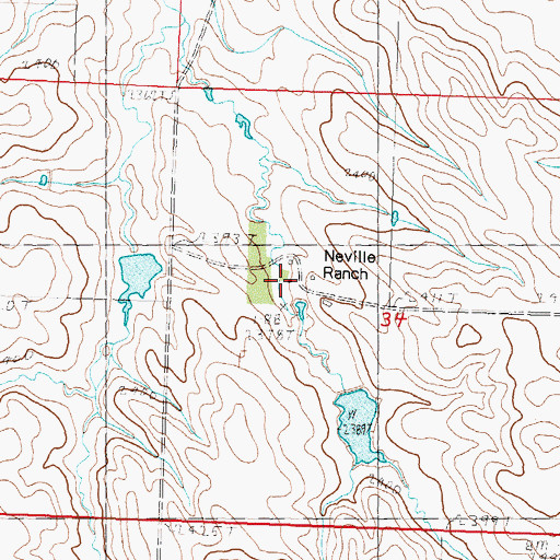 Topographic Map of Neville Ranch, SD