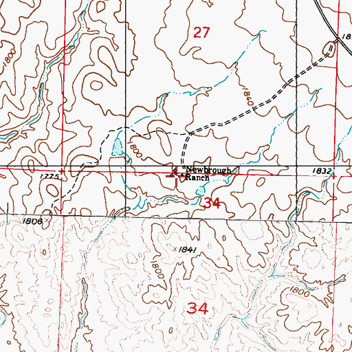 Topographic Map of Newbrough Ranch, SD
