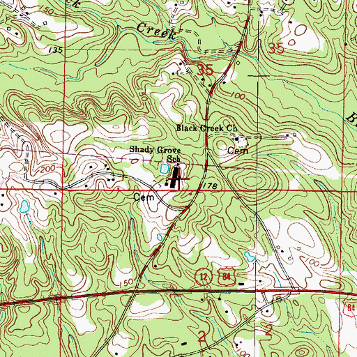 Topographic Map of Shady Grove High School, AL