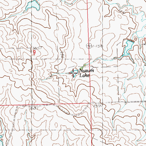 Topographic Map of Nuzum Lake, SD