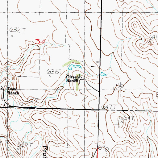 Topographic Map of Olesen Ranch, SD