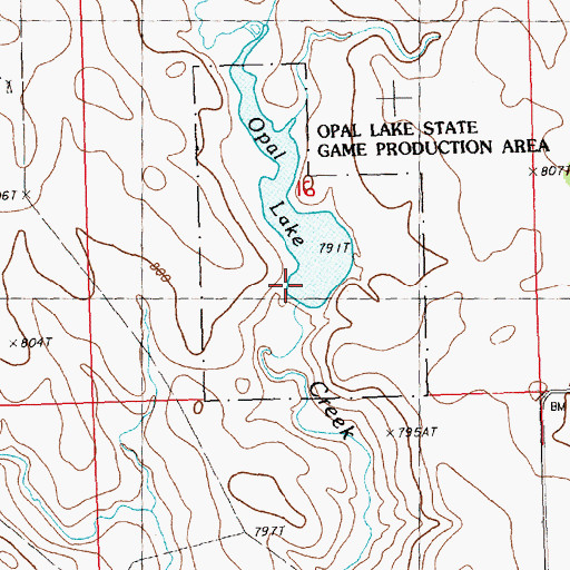 Topographic Map of Opal Lake, SD