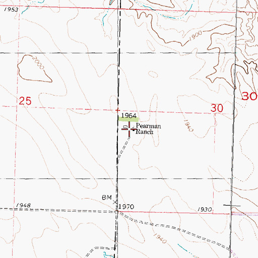 Topographic Map of Pearman Ranch, SD