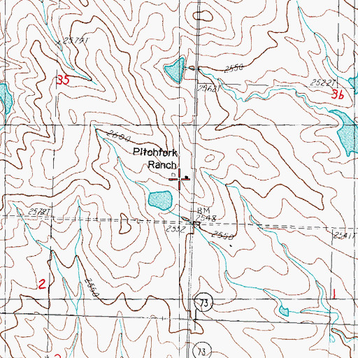Topographic Map of Pitchfork Ranch, SD