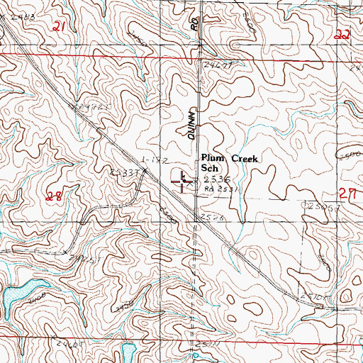Topographic Map of Plum Creek school, SD