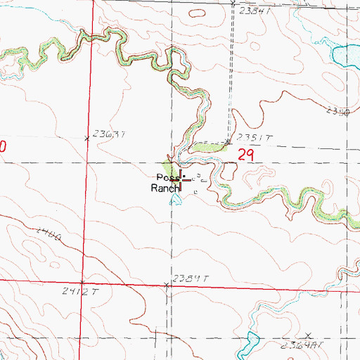 Topographic Map of Poss Ranch, SD