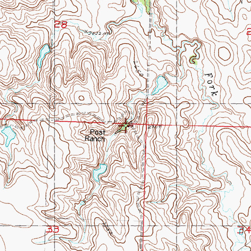 Topographic Map of Post Ranch, SD