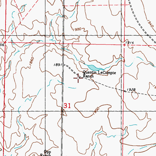 Topographic Map of Quentin LeCompte Ranch, SD