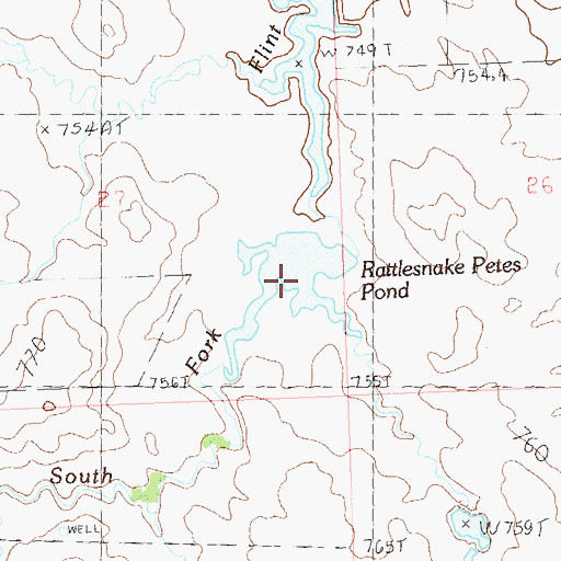 Topographic Map of Rattlesnake Petes Pond, SD