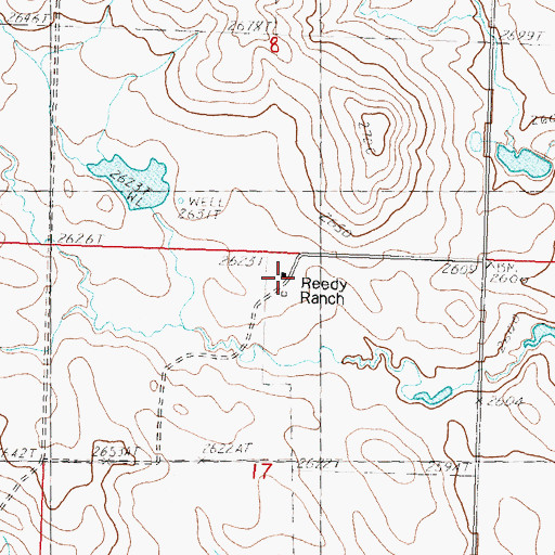 Topographic Map of Reedy Ranch, SD