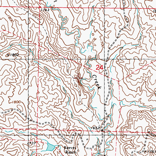 Topographic Map of Reeves Ranch, SD