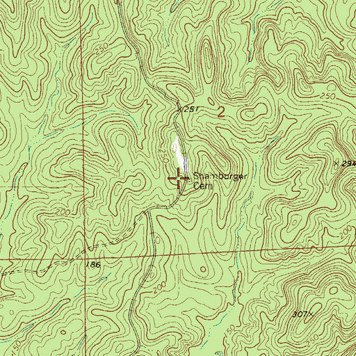 Topographic Map of Shamburger Cemetery, AL