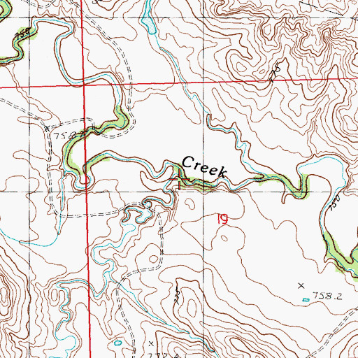 Topographic Map of Rock Creek, SD